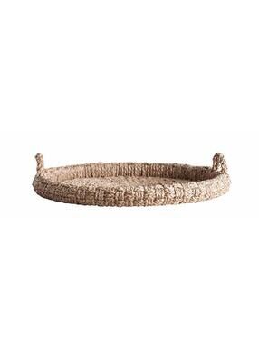 Storied Home Decorative Oval Woven Seagrass Tray with Handles